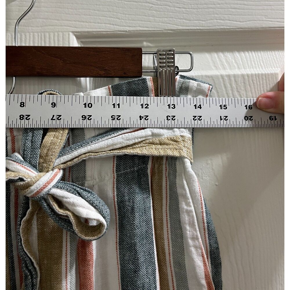 Madewell Tie-Waist Huston Pull-On Crop Pants Size Small in Stripe Linen Blend - Picture 8 of 12